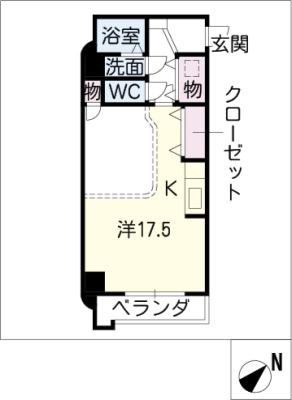 大安ヒルズ(ワンルーム/1階)の間取り写真