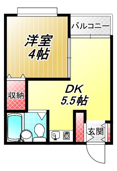 ライラックレインボー北木の本(1DK/2階)の間取り写真