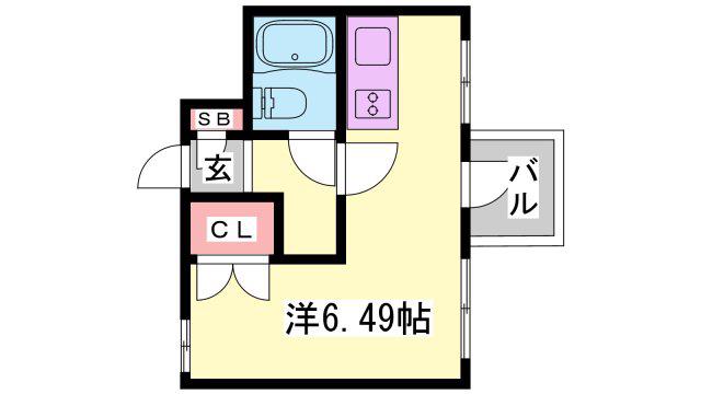 プレアール姫路龍野町(ワンルーム/2階)の間取り写真