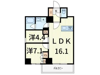 プライムアーバン亀有(2LDK/7階)の間取り写真