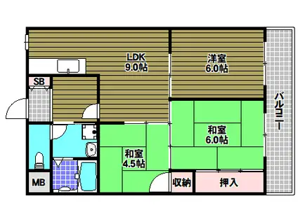 ドムール祐村(3LDK/3階)の間取り写真