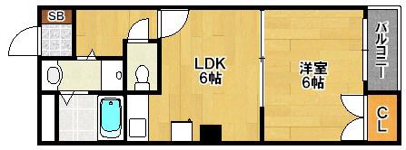 NYK針中野(1DK/4階)の間取り写真