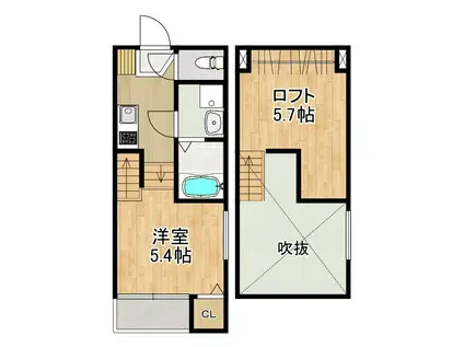 MODERN PALAZZO 宇都町 AI SECOND(1SK/1階)の間取り写真