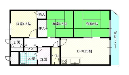 アルカザーレ国分西(3DK/2階)の間取り写真
