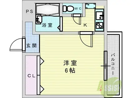 ハピネスオーク(1K/1階)の間取り写真