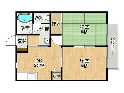 ディアス白石(2DK/2階)の間取り写真