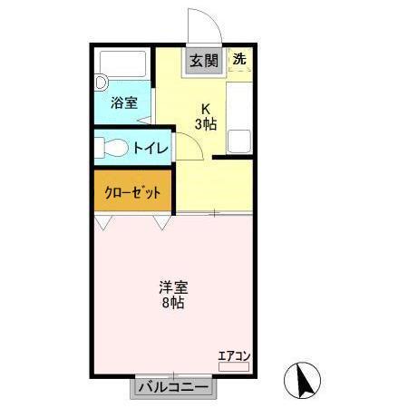 シェリールAI(1K/2階)の間取り写真