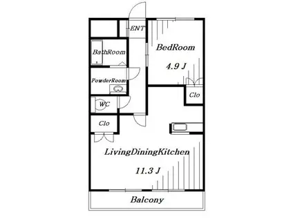 プレイス(1LDK/1階)の間取り写真