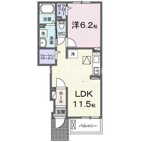 リアン フィルA(1LDK/1階)の間取り写真