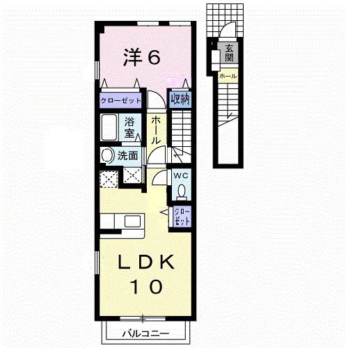 メゾンエスポワール(1LDK/2階)の間取り写真