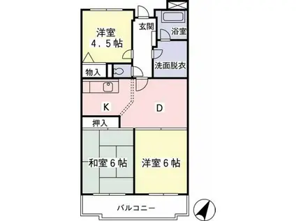 グランドール(3DK/1階)の間取り写真