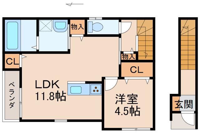  クラウンハイツ吹屋町II(1LDK/2階)の間取り写真