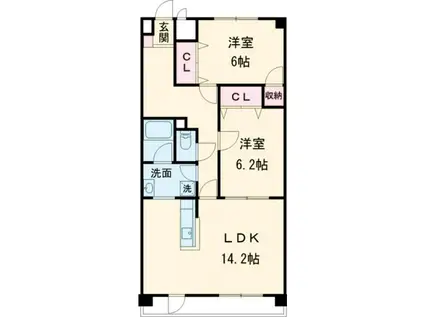 UNBELLE富士見(2LDK/1階)の間取り写真