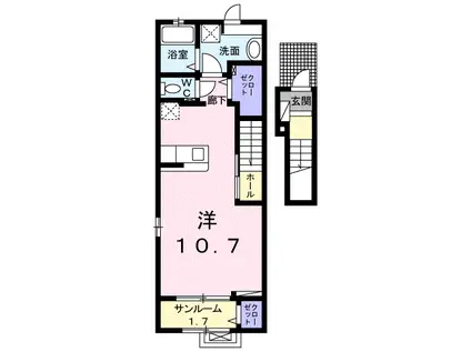 エトワールI(ワンルーム/2階)の間取り写真