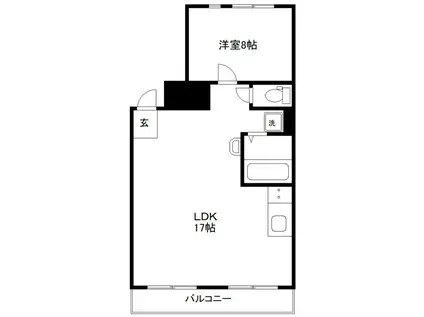 グリーンヴェール国見(1LDK/4階)の間取り写真