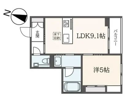 エクラージュ笹塚(1LDK/1階)の間取り写真