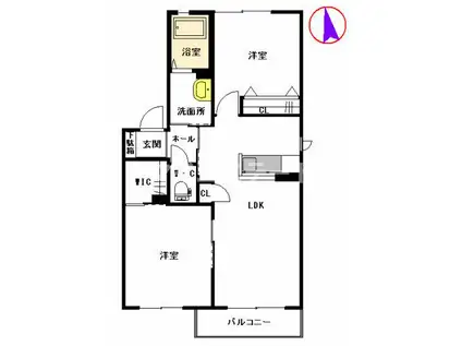 グランドパルク  A棟(2LDK/1階)の間取り写真