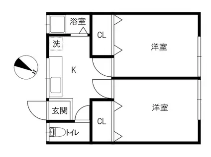アヴェク・トワ(2K/1階)の間取り写真