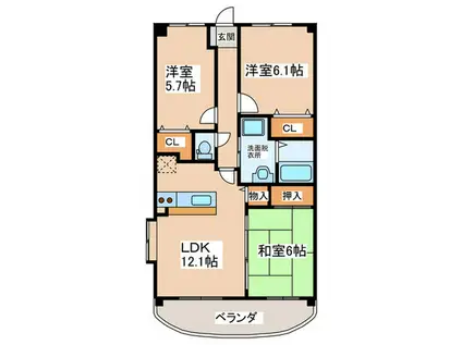 グランドゥール古祇園(3LDK/6階)の間取り写真