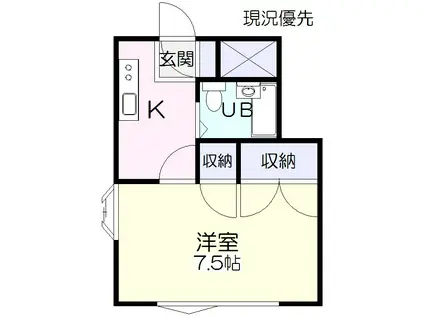 サザンコート(1K/3階)の間取り写真