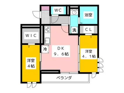 DALLE DE VERRE(2DK/3階)の間取り写真