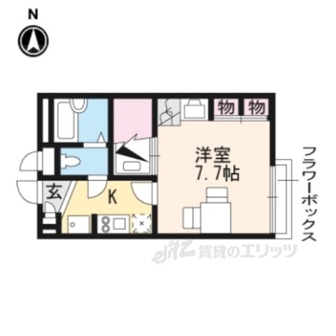 レオパレスシュークル 大和桜井(1K/2階)の間取り写真