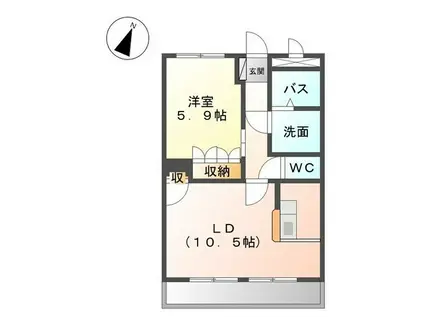 わかやま電鉄貴志川線 日前宮駅 徒歩20分 2階建 築18年(1LDK/2階)の間取り写真