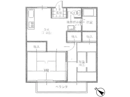 コーポ根本(2DK/2階)の間取り写真