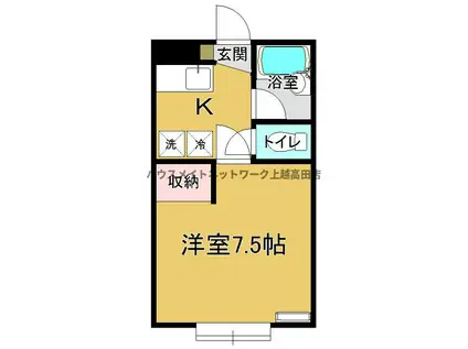 フローラハイツ(1K/2階)の間取り写真