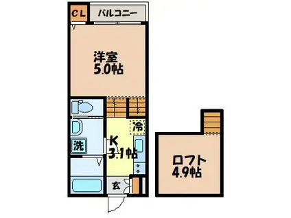 SIGNPOST弥生(1SK/2階)の間取り写真