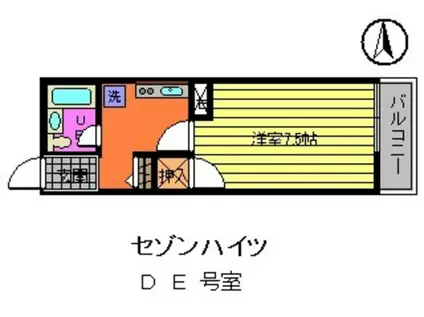 セゾンハイツ(1K/2階)の間取り写真