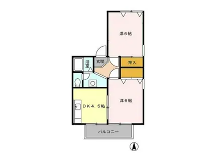 アベニール(2DK/1階)の間取り写真