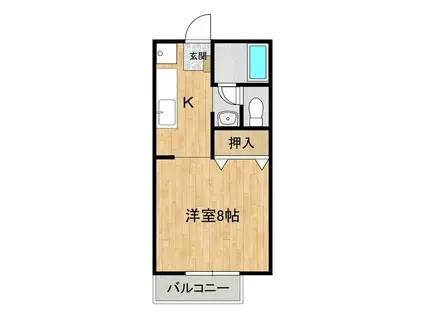 ラフィーネ東原 B棟(ワンルーム/2階)の間取り写真