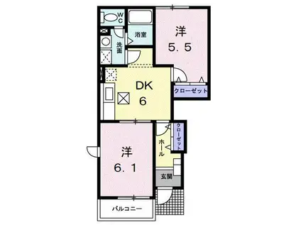 サンパティIII(2DK/1階)の間取り写真