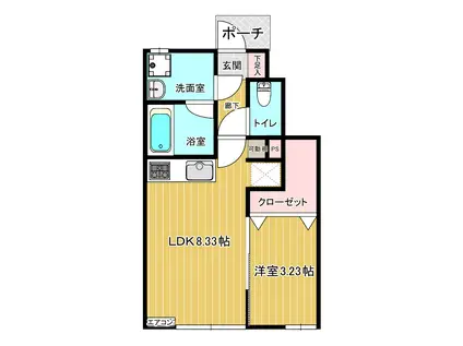 グランデアン(1LDK/1階)の間取り写真