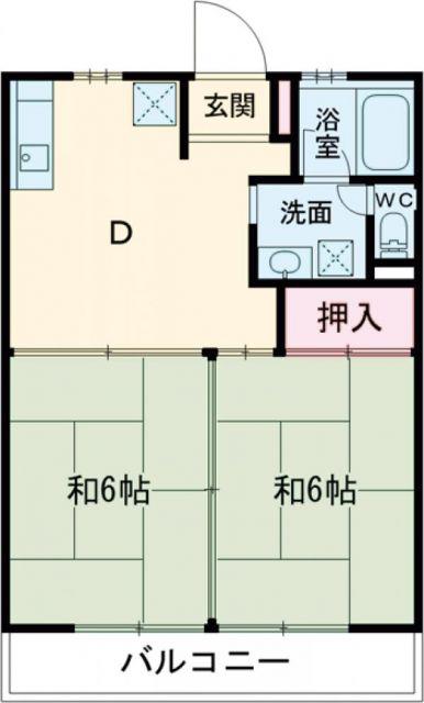 原島マンション(2DK/2階)の間取り写真