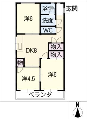 ハイツ稲沢H棟(3DK/3階)の間取り写真