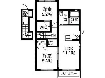 シャーメゾン サウスコート(2LDK/2階)の間取り写真