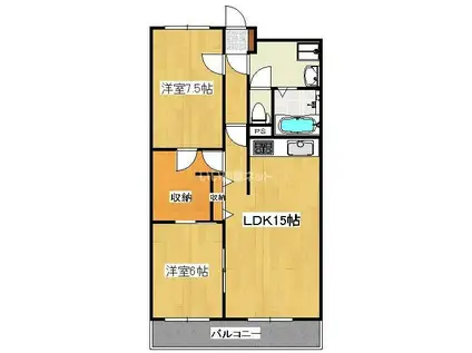 イトーピア高松(2LDK/3階)の間取り写真