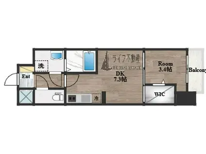 JPレジデンス大阪城東IV(1DK/4階)の間取り写真