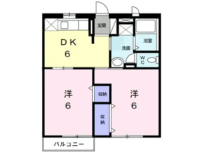 ラックWATANABEI(2DK/2階)の間取り写真