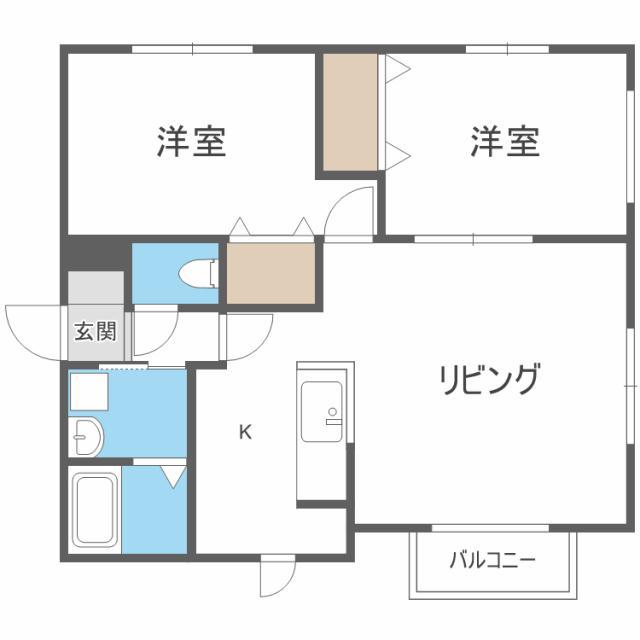 グランディールN15(2LDK/4階)の間取り写真