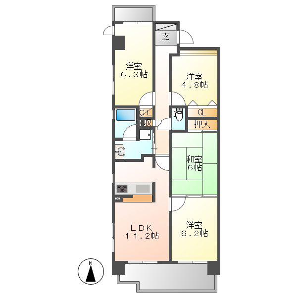 ロータリー春岡(4LDK/7階)の間取り写真