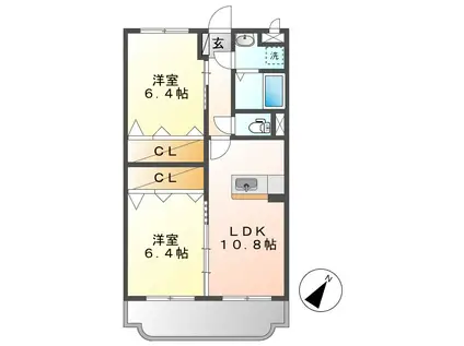 コンフォート I(2LDK/3階)の間取り写真