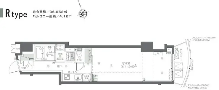ZOOM新宿夏目坂 8階階 間取り