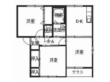 エストヴィルII(3DK/1階)の間取り写真