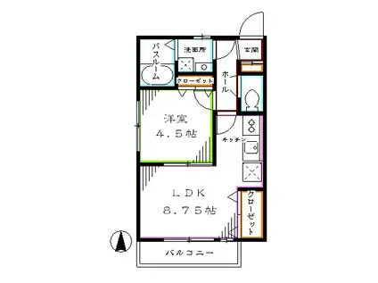 クワトロ(1LDK/2階)の間取り写真