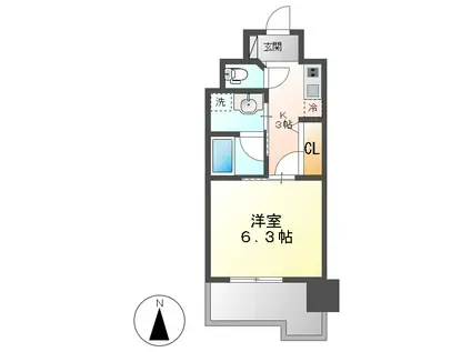 セシオン太閤(1K/5階)の間取り写真