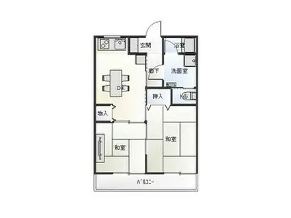 サントクハイツ(2DK/2階)の間取り写真