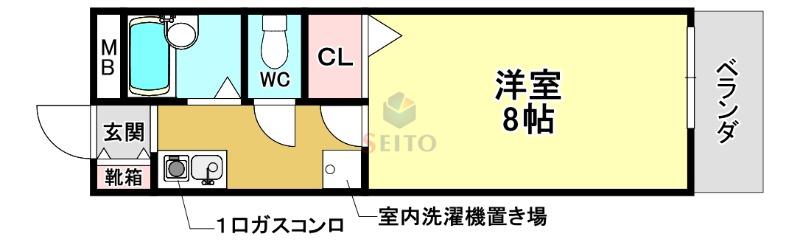 カーサティエラ(1K/1階)の間取り写真